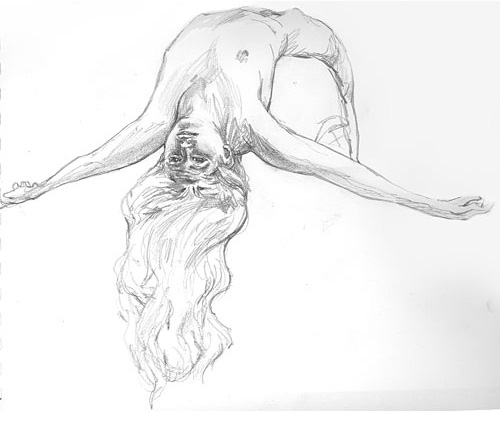 Drawing of nude laying on her back