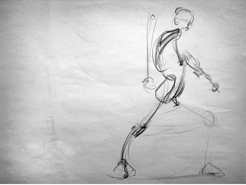 One figure, study in movement by Linda Hudson