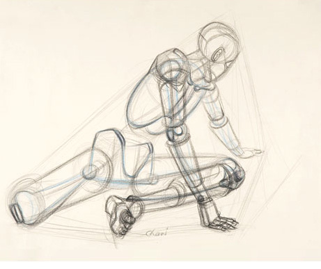 Study of man sitting on the ground by Chan Koak