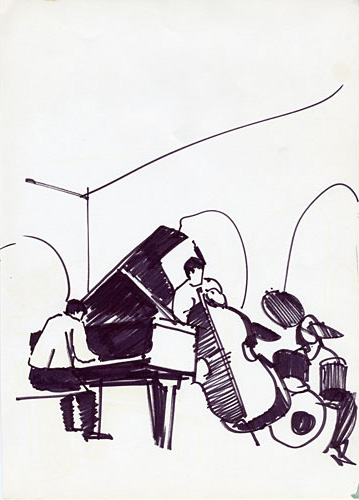 Musicians playing a grand piano and cello by Maury Lapp