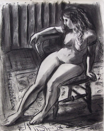 Female nude sitting on a chair by William Morales