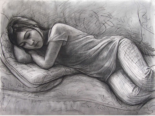 Woman sleeping on a couch by William Morales