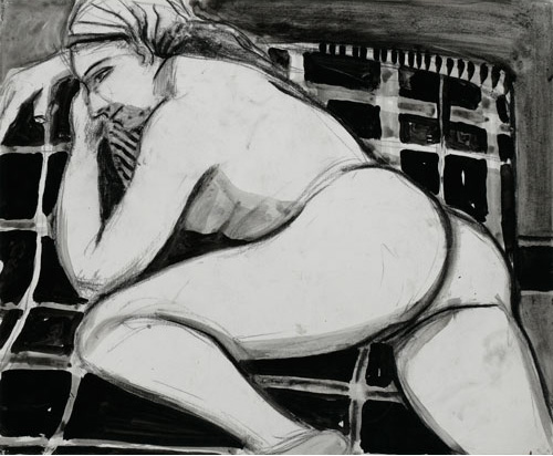 Nude woman laying on a mat by Joseph Oddo