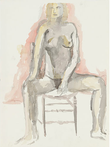 Female nude seated on a chair by Robert Poplack