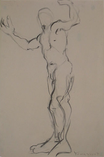  Gestural drawing of nude male standing by Kathleen Youngquist 