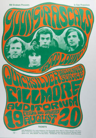 Orange and green psychedelic poster on a white background