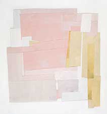 pastel pinks and yellows.  paper collage