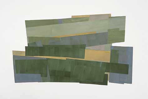 deep green, grey and tan paper collage