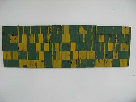 Yellow and green abstract piece by Alan Azhderian