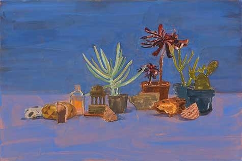 Still life painting with succulents by Deborah Kirklin