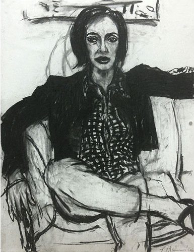 Drawing of woman sitting in a chair by Patrick Morrison