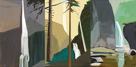 Triptych:  Three different  views of a waterfall  