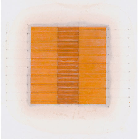 Encaustic minimalist painting that explores boundaries and edges by the use of line, color and texture 