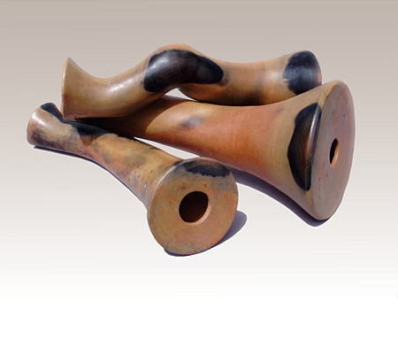 Three tubular ceramic shapes 