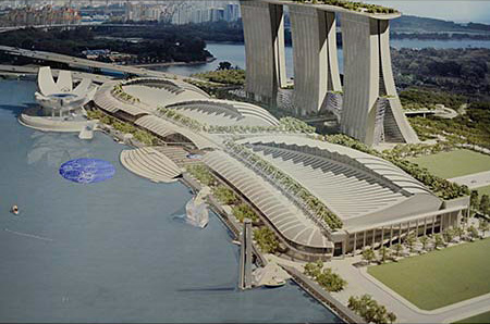 Photograph of a large sculpture, Vortex Concept, Singapore 