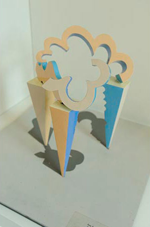 Beige and blue acrylic painted maquette 