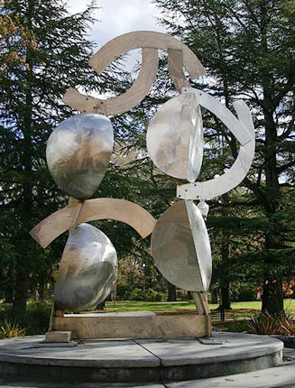 Organically shaped large metal sculpture titled Lackawanna 