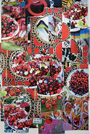 Bright colored collage with berries 