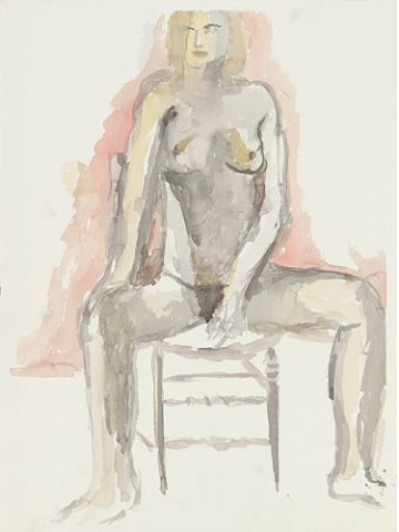 Female nude seated on a chair by Robert Poplack