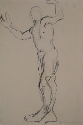  Gestural drawing of nude male standing by Kathleen Youngquist 