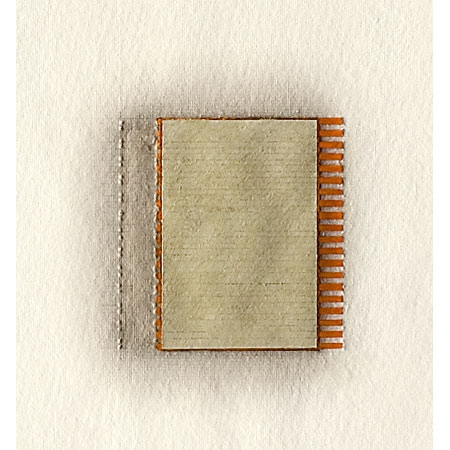 Encaustic minimalist painting that explores boundaries and edges by the use of line, color and texture 
