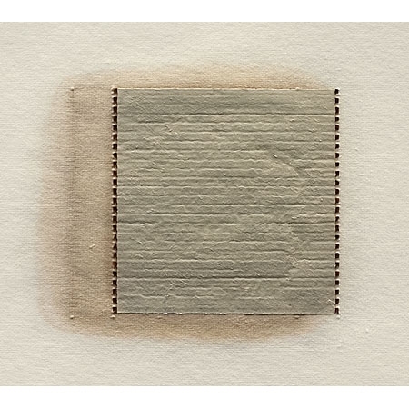 Encaustic minimalist painting that explores boundaries and edges by the use of line, color and texture 