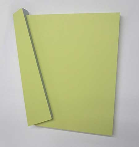 abstracted panel painted lime green